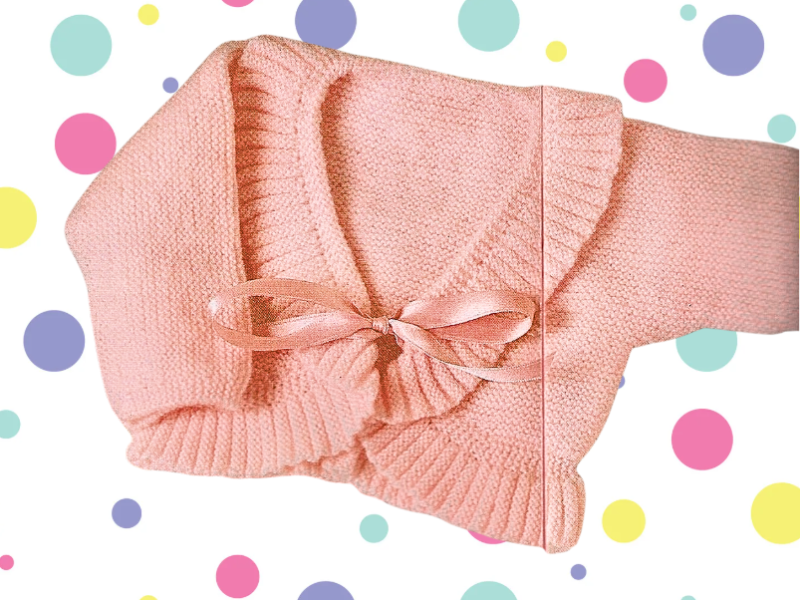 Newborn Knitted Jacket with Frill – Free Baby Sweater Knitting Pattern (0–3 Months)