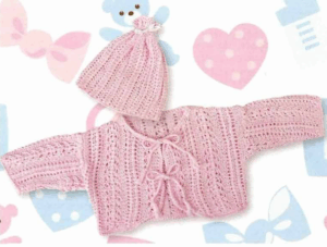 Lace Baby Cardigan and Bonnet Knitting Pattern (0–3 Months)
