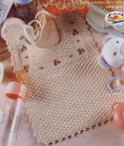 Free Baby Knitting Pattern – Lightweight Cotton Top with Embroidered Flowers