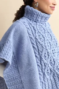 Catawba River Poncho Knitting Pattern – Cozy Textured Cable Poncho in Deluxe Bulky Superwash