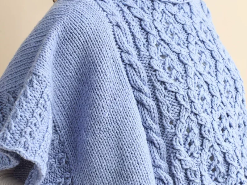 Catawba River Poncho Knitting Pattern – Cozy Textured Cable Poncho in Deluxe Bulky Superwash