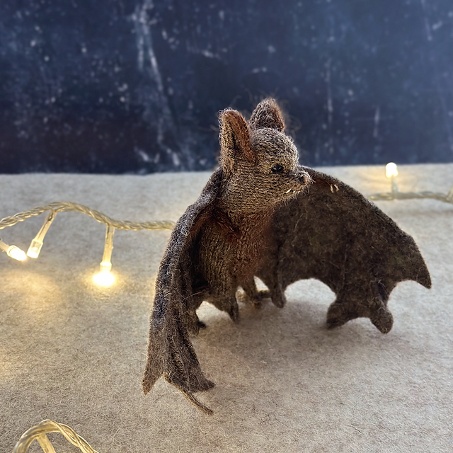a realistic looking bat knit in mohair yarn
