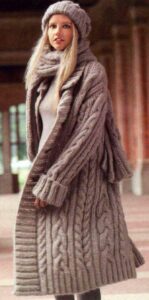 Oversized Cable Coat, Scarf & Hat Set Free Knitting Pattern