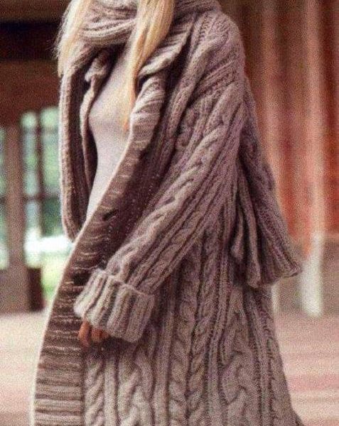 Oversized Cable Coat, Scarf & Hat Set Free Knitting Pattern