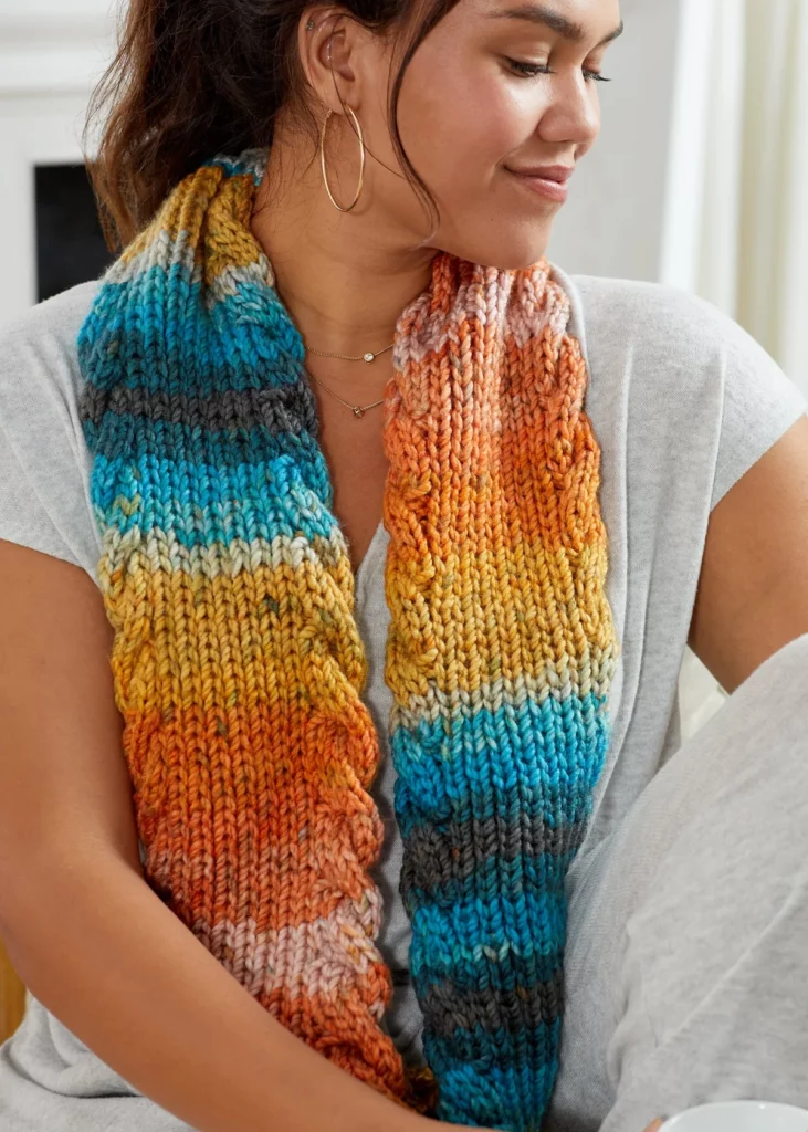 Cable Style Scarves free knitting pattern