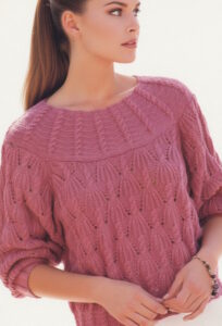 Elegant Cable-Yoke Cotton Sweater