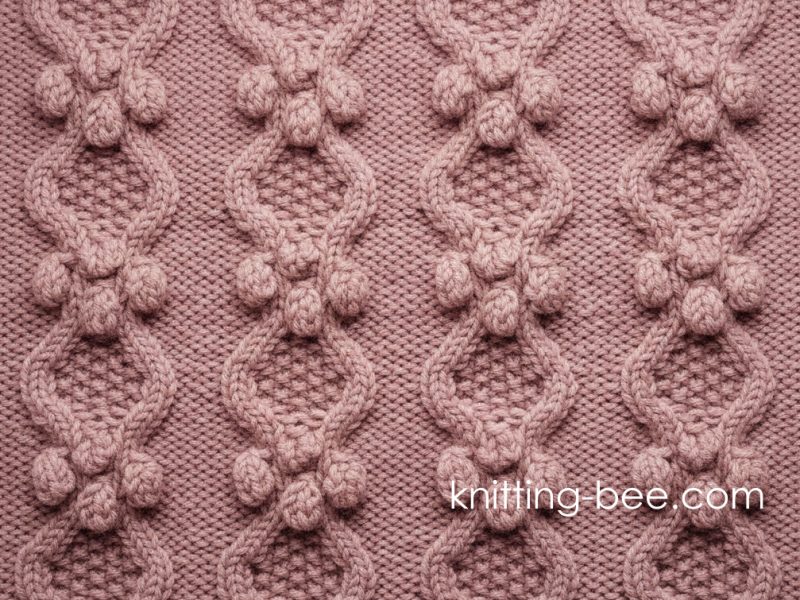 Hollow Oak Cable and Bobble Free Knitting Stitch