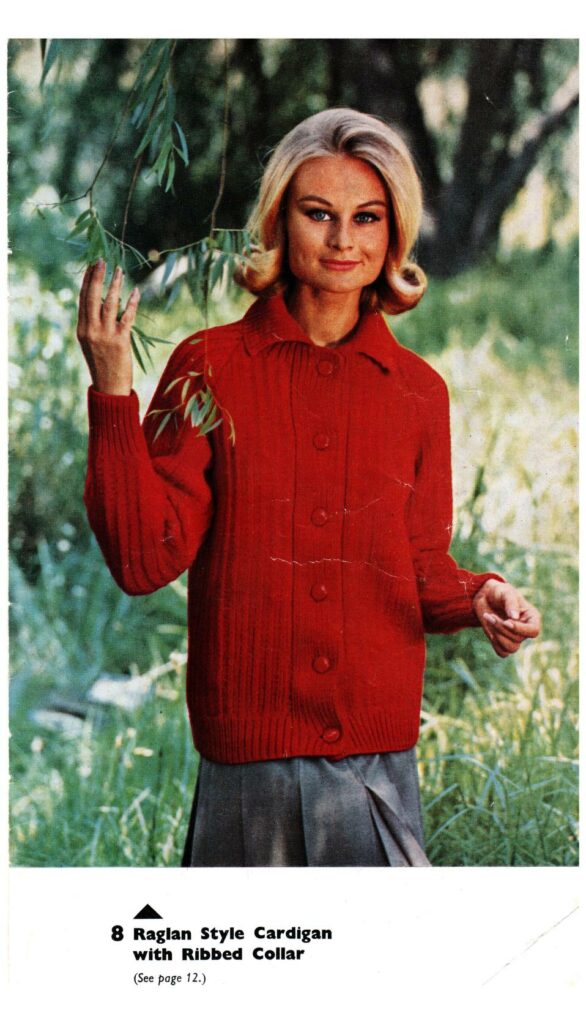 Raglan Style Cardigan with Rib Collar