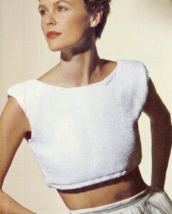 Sleeveless Tank Top with Scooped Back Neck Free Knit Pattern