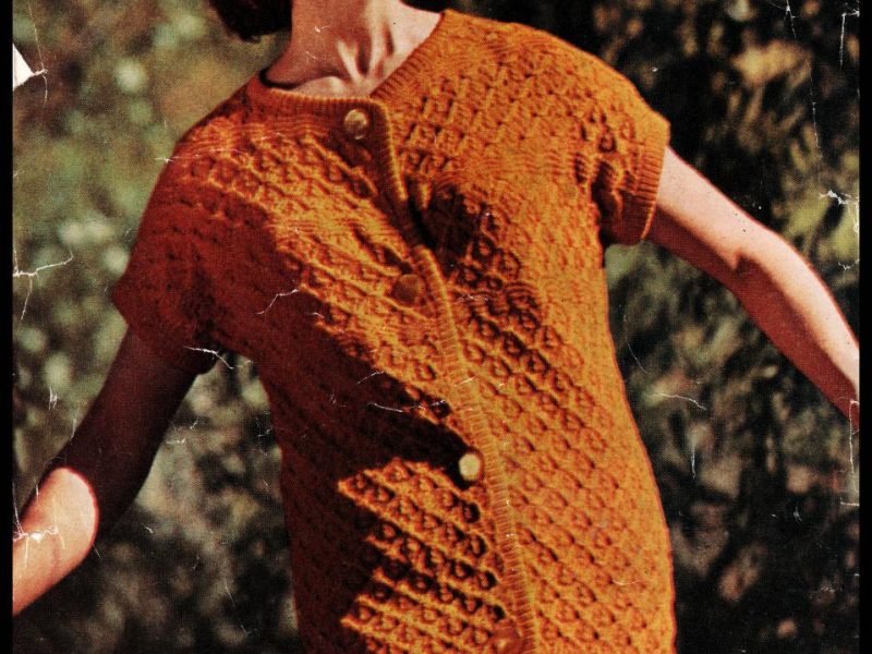 Vintage Ladies Jacket with Short Sleeves Free Knitting Pattern