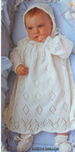 Dress Bonnet and Bootees Christening Vintage Baby Knitting Pattern