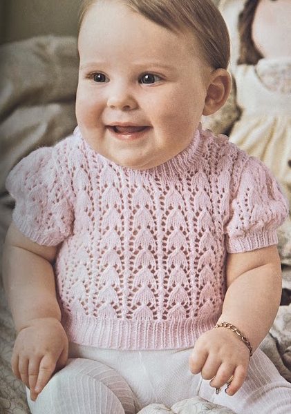 Baby 3-Ply Lace Jumper Knitting Pattern