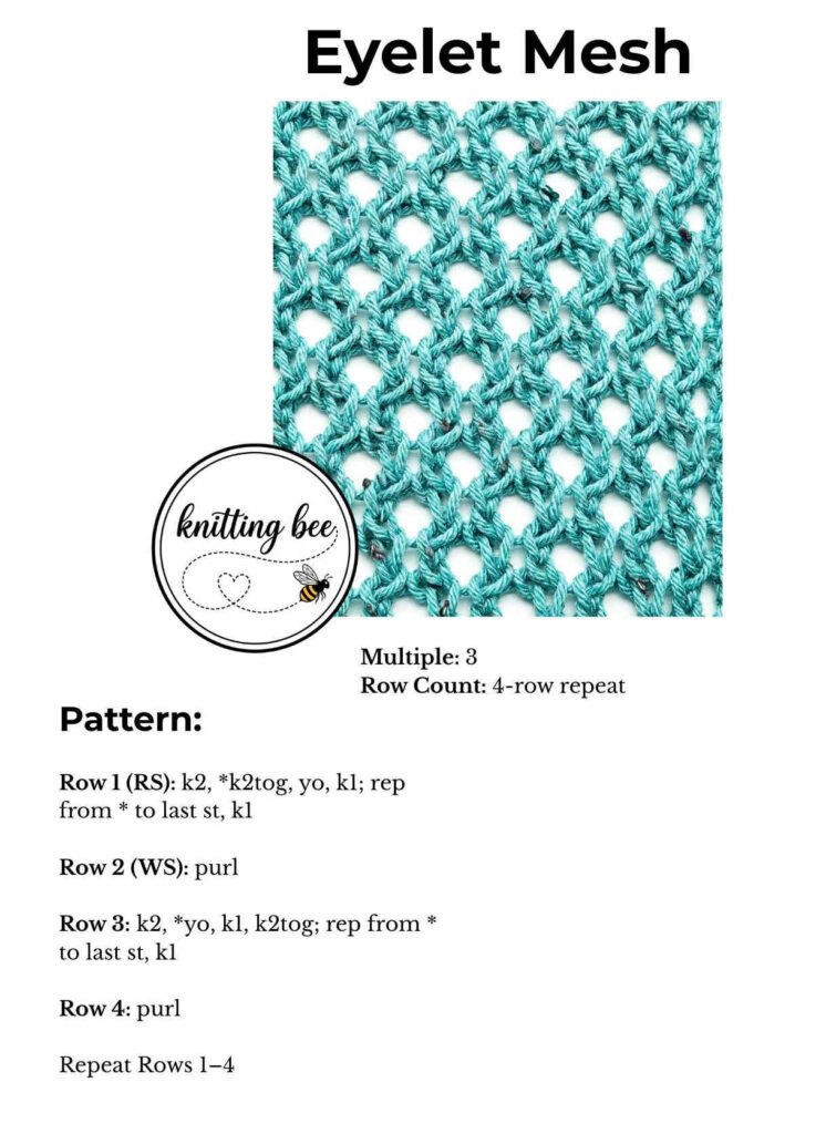 Eyelet Mesh Knitting Stitch FREE