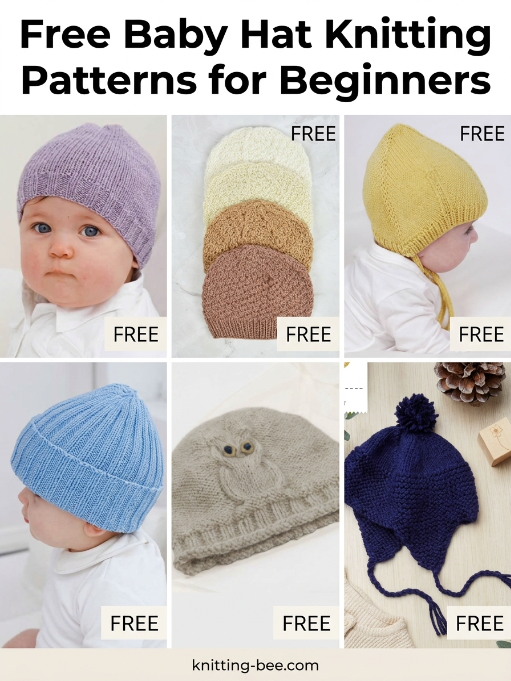thumbnail showcasing all the cute free baby hat knitting patterns