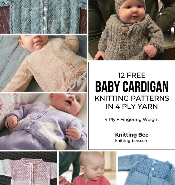 12 Free Baby Cardigan Knitting Patterns in 4 Ply Yarn