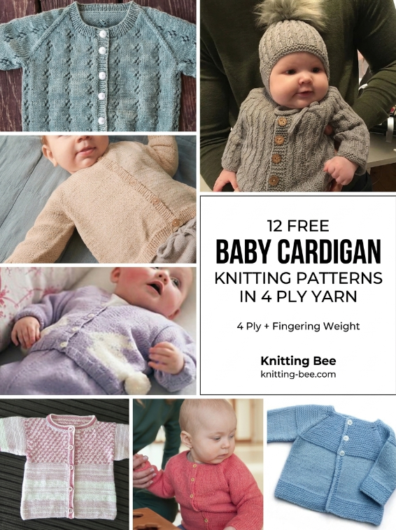 12 Free Baby Cardigan Knitting Patterns in 4 Ply Yarn