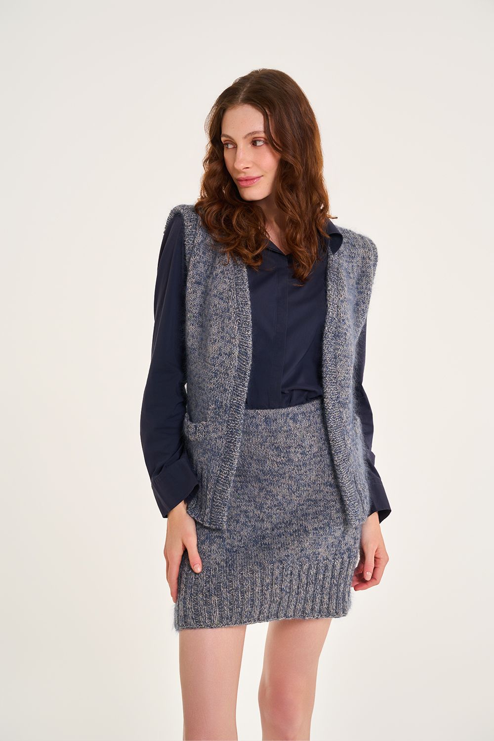 Free Aran Matching Vest and Skirt Knitting Pattern