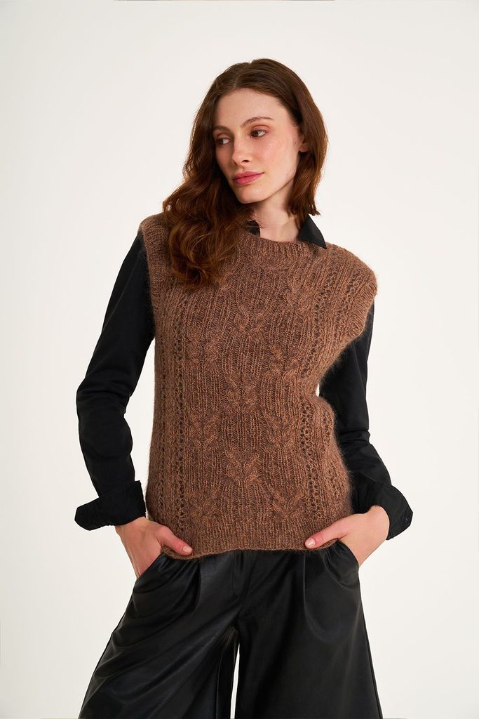 Free Cable Vest Knitting Pattern for Women