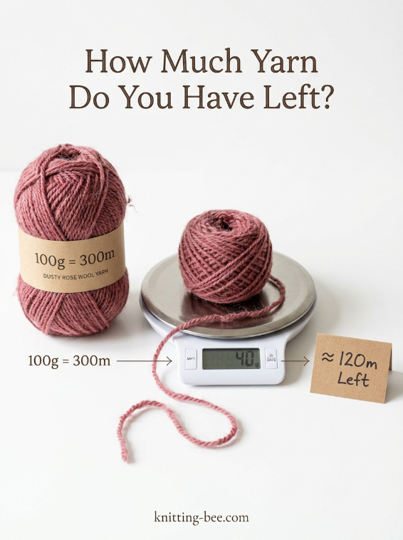 How to calculate how much knitting yarn is left using its weight