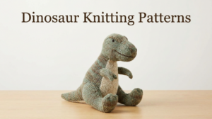 a green knitted dinosaur