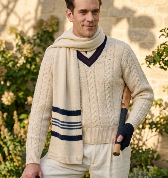 Free Vintage Men’s Cricket Sweater and Scarf Knitting Pattern
