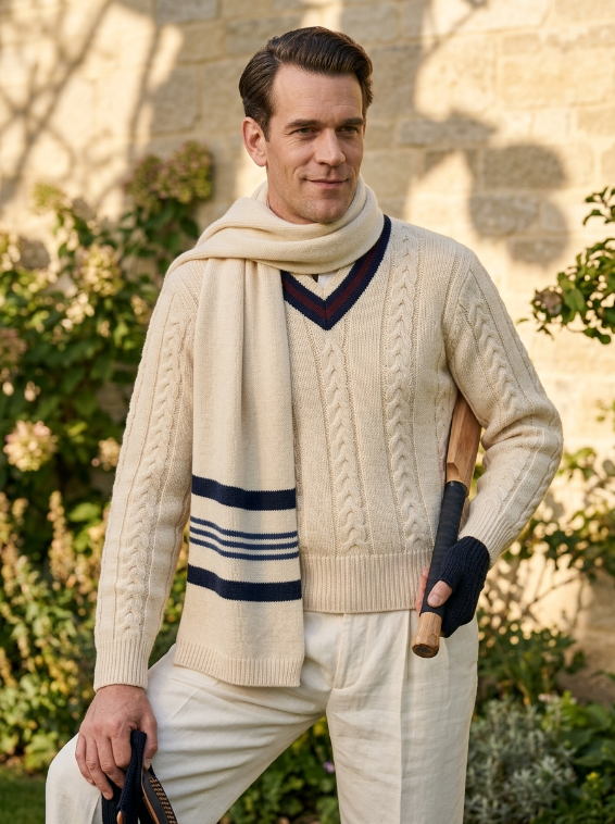 Free Vintage Men’s Cricket Sweater and Scarf Knitting Pattern