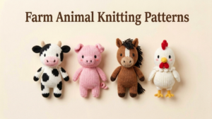 knitted farm animal plushies