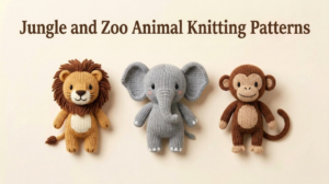 knitted jungle animal plushies